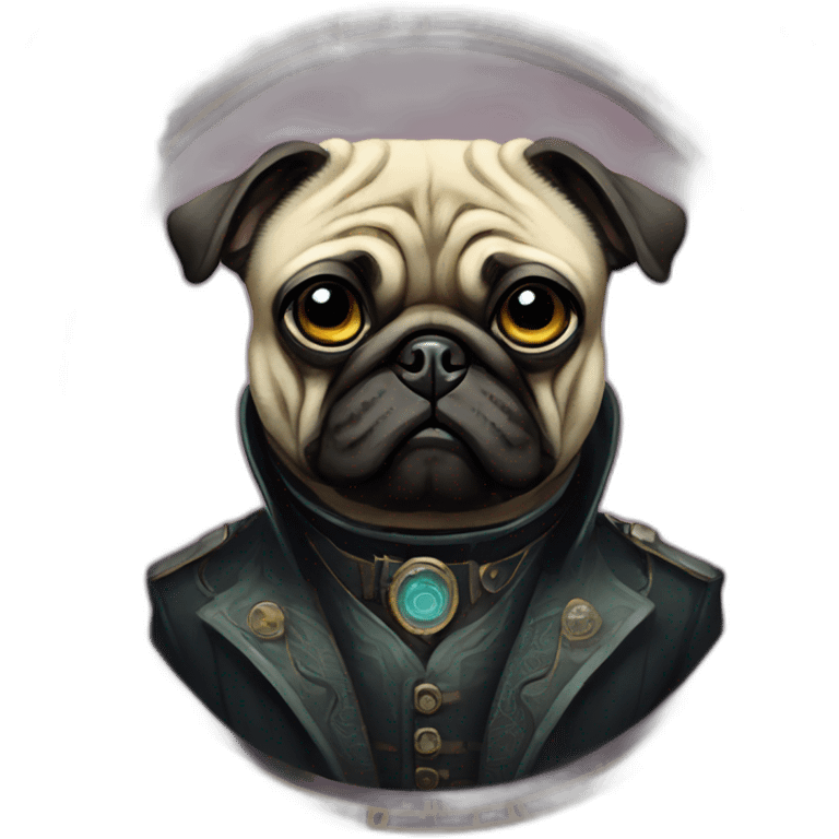 A cyberpunk pug in Art Nouveau style during 1910 emoji