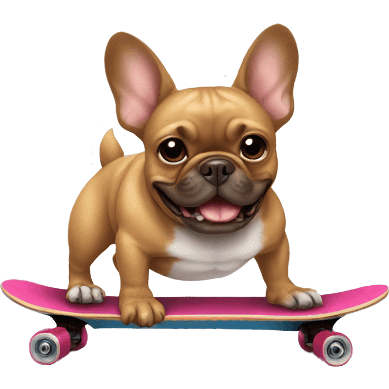 brown french bulldog on a skateboard emoji