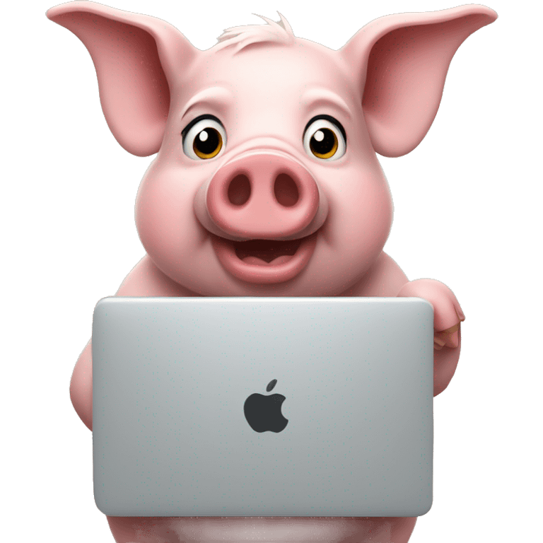 Pig holding a macbook emoji