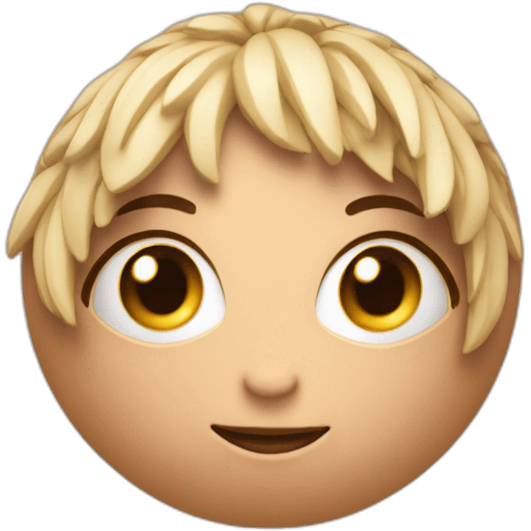 3d sphere with a cartoon childish skin texture with big feminine eyes emoji