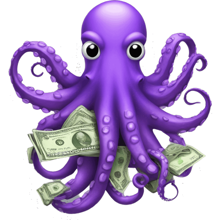 Purple octopus winning bags of money emoji