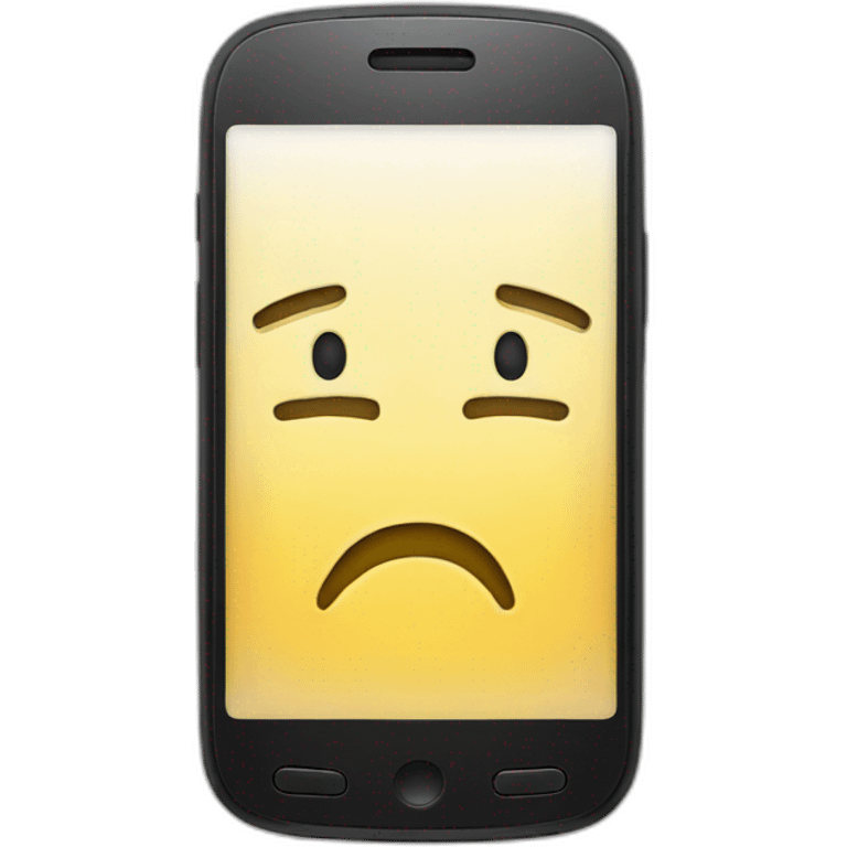 Cell phone with a sad face emoji