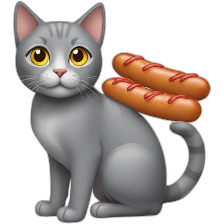 Gray cat with sausages  emoji