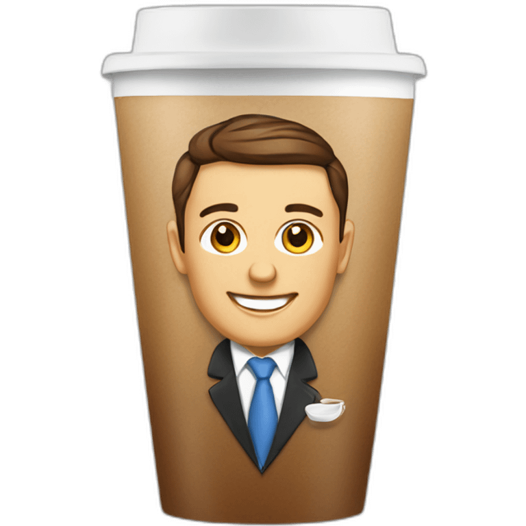 business portrait on a coffee to go cup emoji