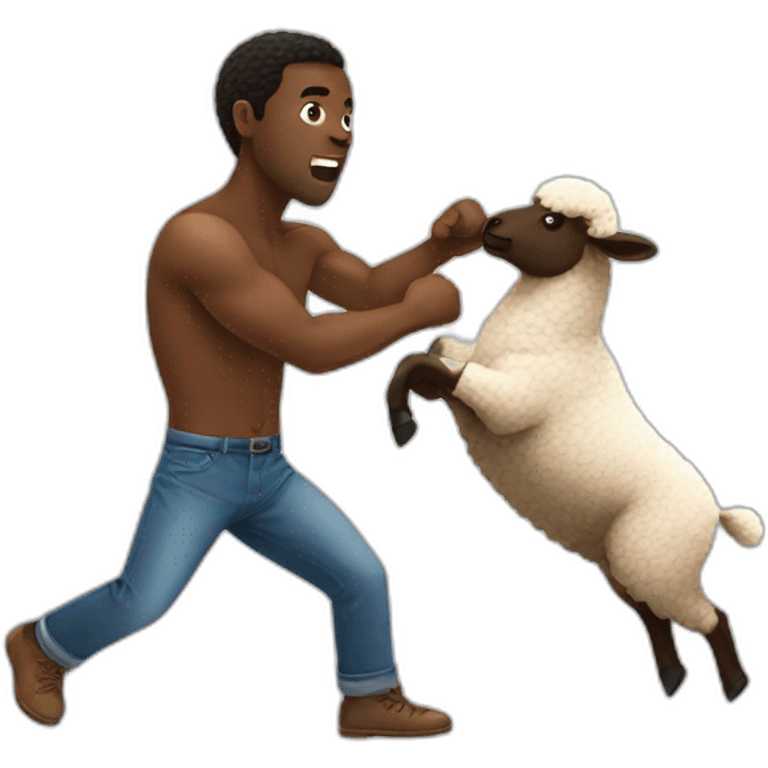 a black guy punching a sheep emoji