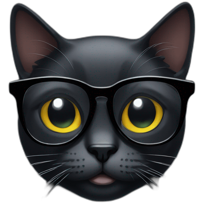 Black Cat with cool glasses emoji