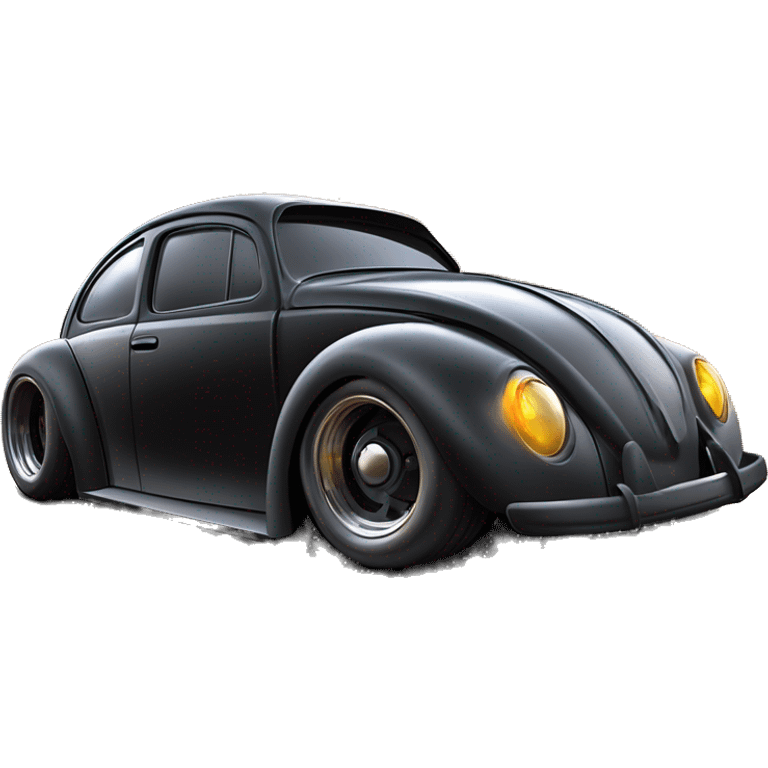 Darth Vader and Batman’s Volkswagen “Herbie Rides Again” themed Bug with wide chrome mag wheels and tires on them for racing  emoji