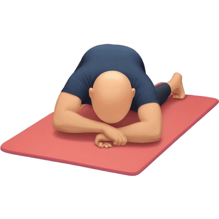 bald man lying on yoga mat doing stretching on small ball emoji