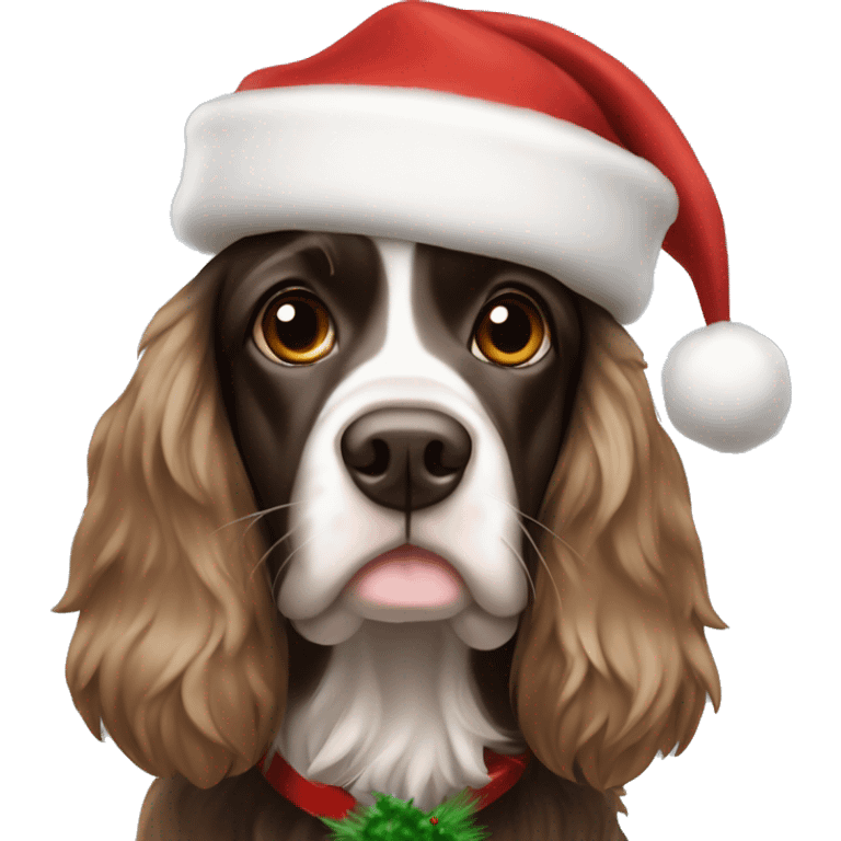 Kokker spaniel in christmas hat emoji