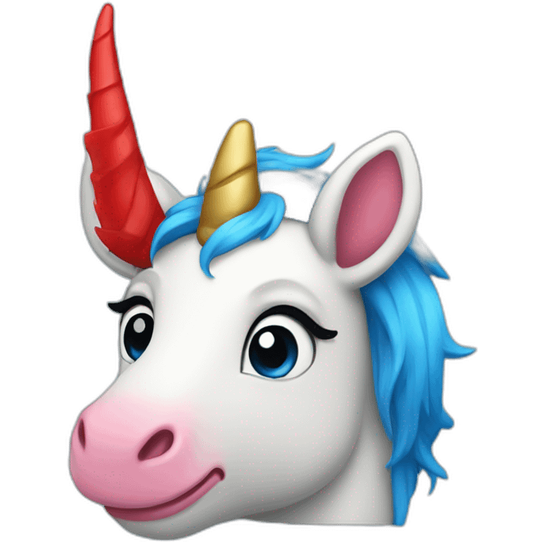 licorne avec corne rouge et bleu emoji