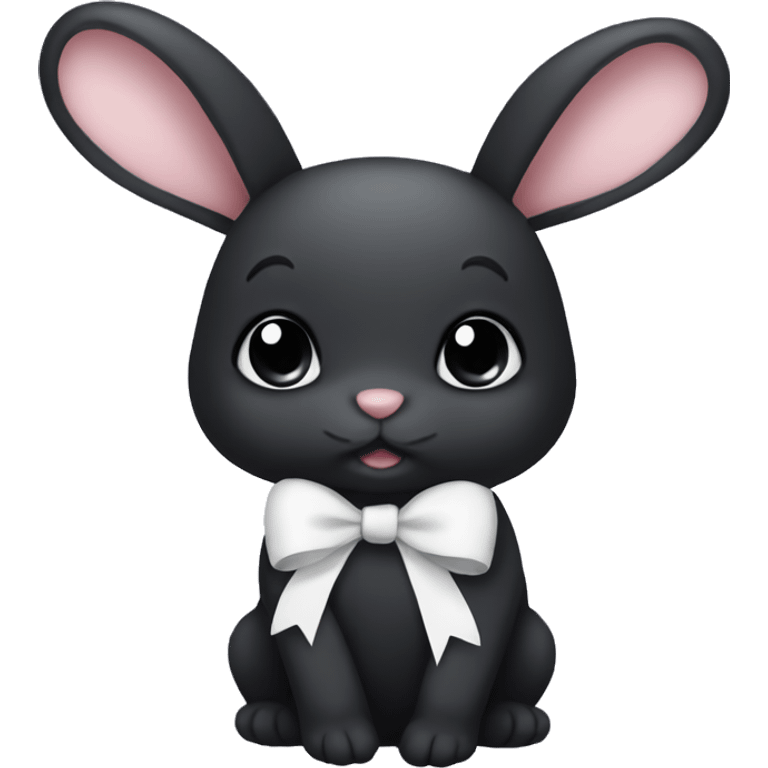 cute little black bunny with a white bow emoji