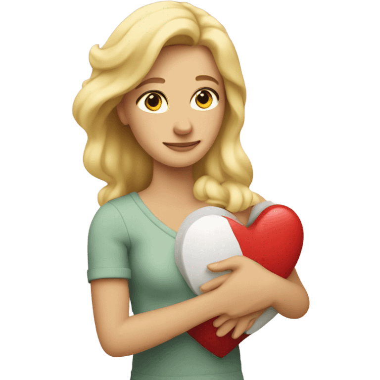 Blonde Mother holds her heart in her arm emoji