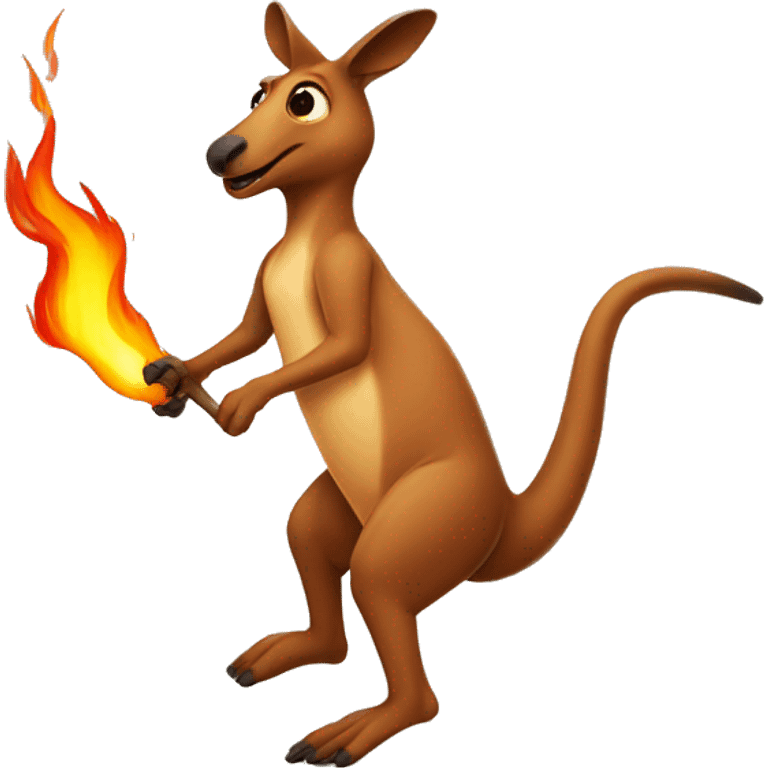 Kangaroo running fire emoji