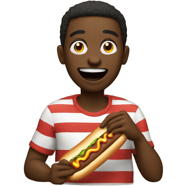 Black guy eating hotdog emoji