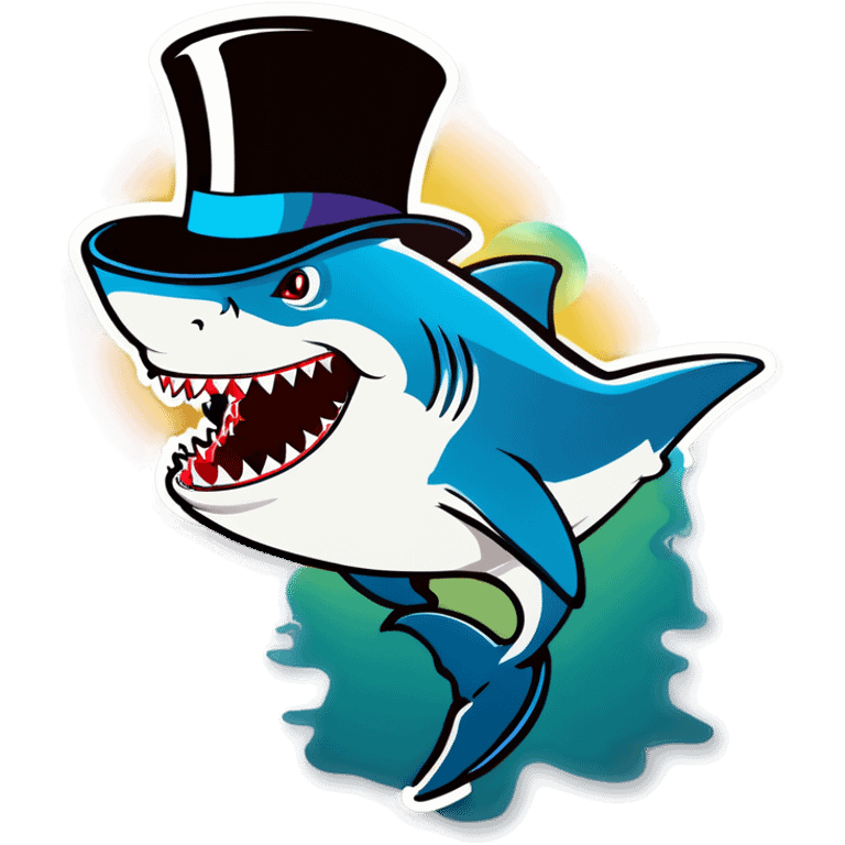 Shark with a top hat emoji