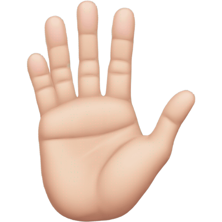 A hand with 5 fingers: the thumb, index finger, and pinky extended, while the middle and ring fingers are folded down emoji