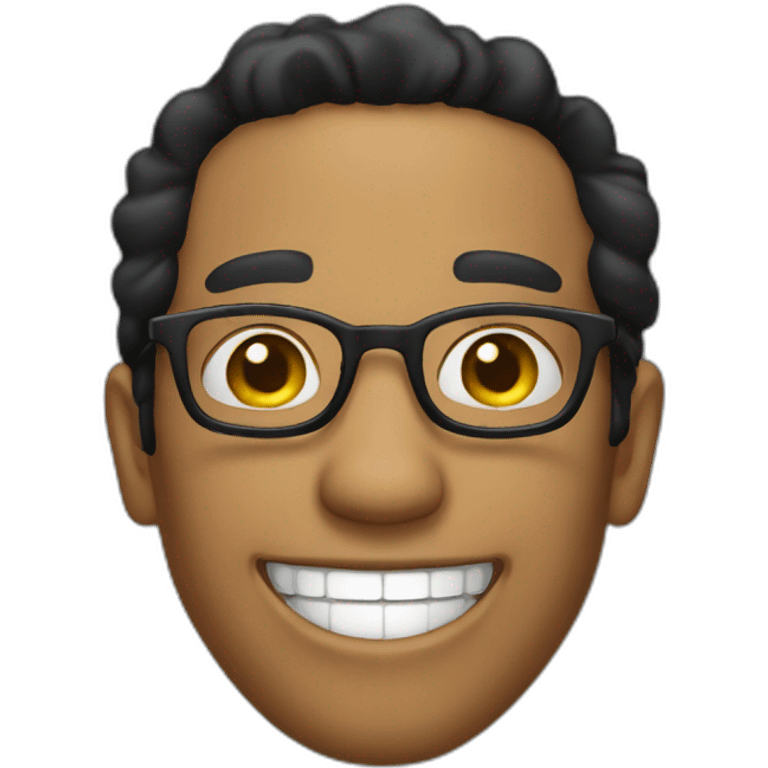 black hair guy with glasses laughing, just the head emoji