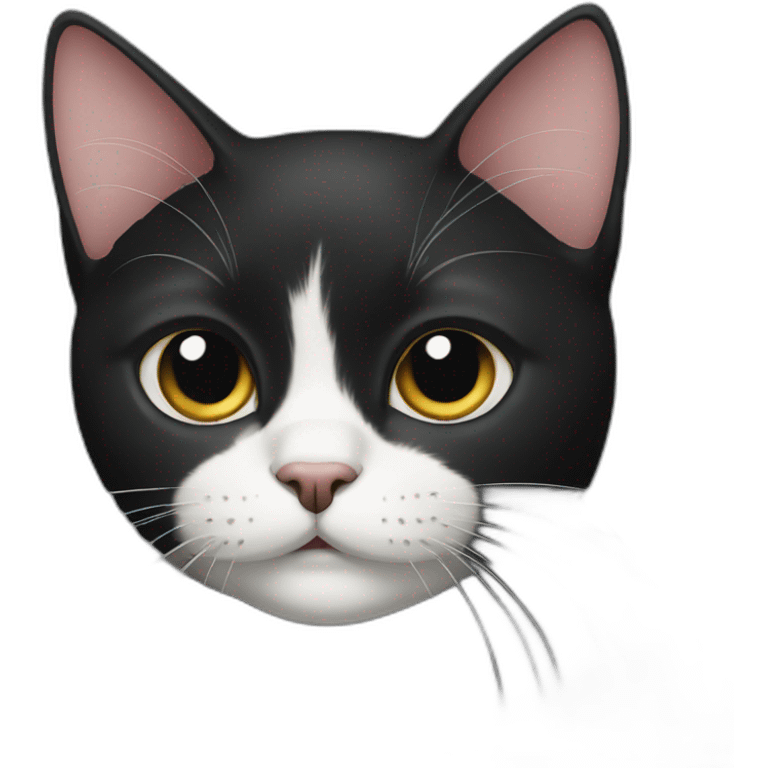 Black cat with one white chop emoji