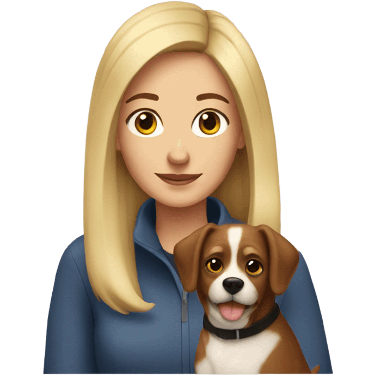 Carolyn and her dog emoji