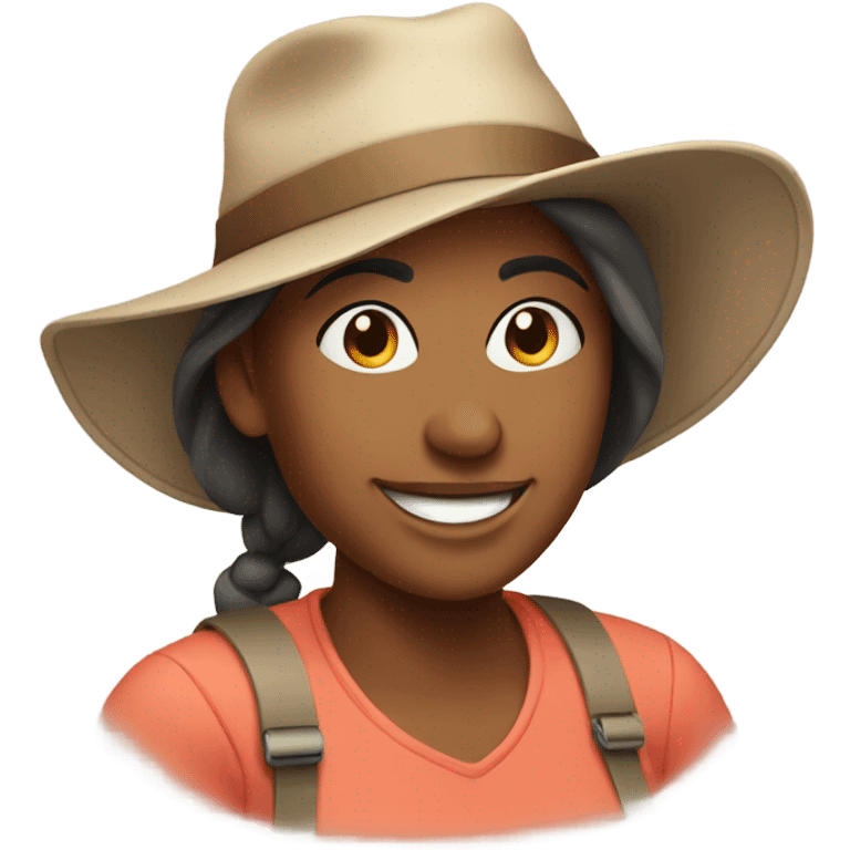 smiling mom with hat outdoors emoji