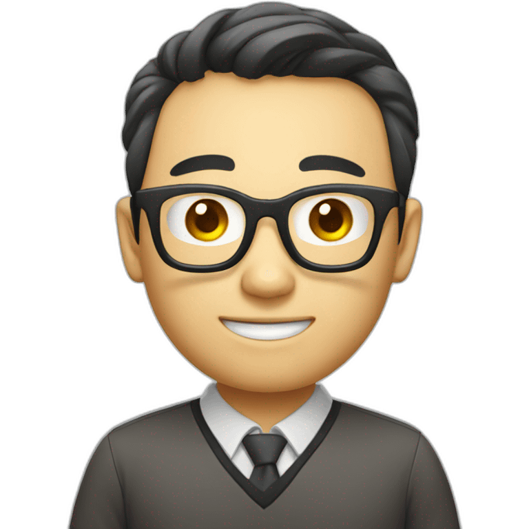 Chinese smart nerd guy with glasses emoji