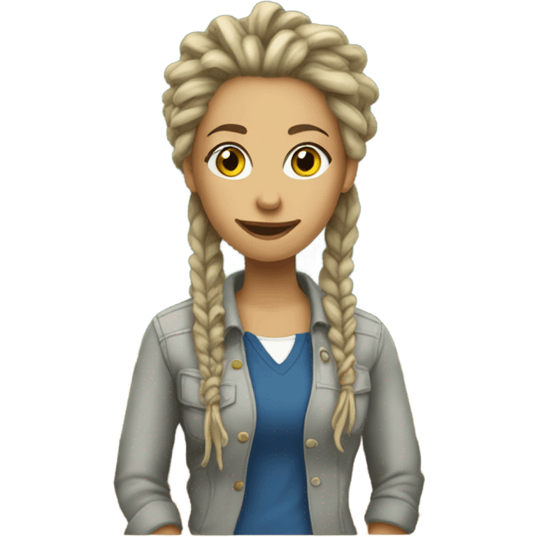 white female dreadlocks ripped jeans teacher emoji