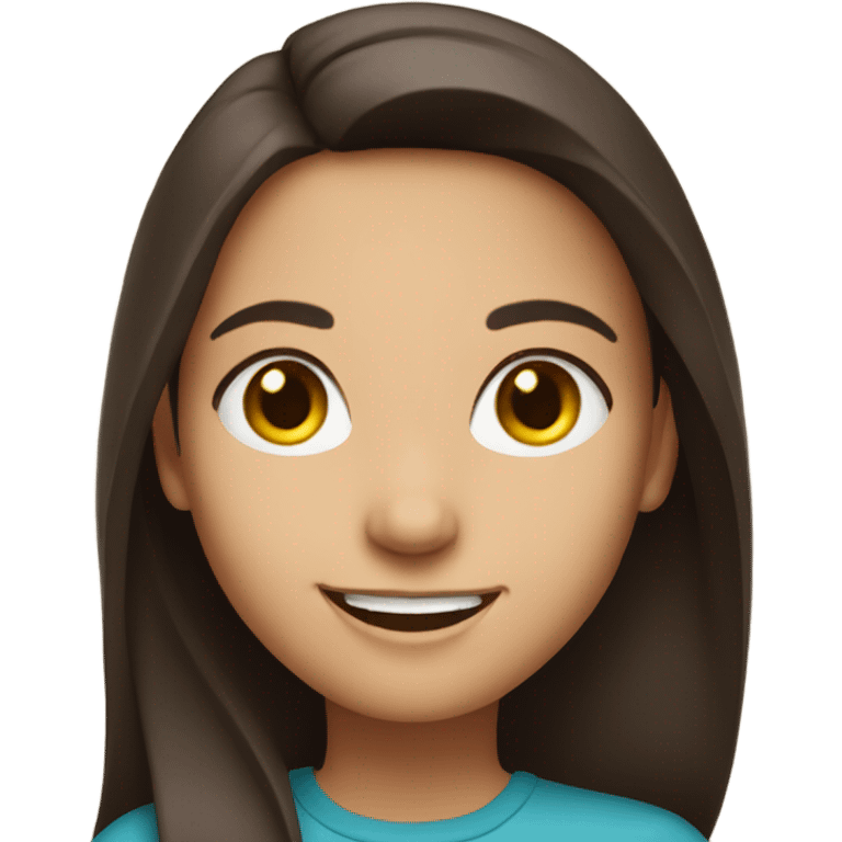 brunette girl smiling at viewer emoji