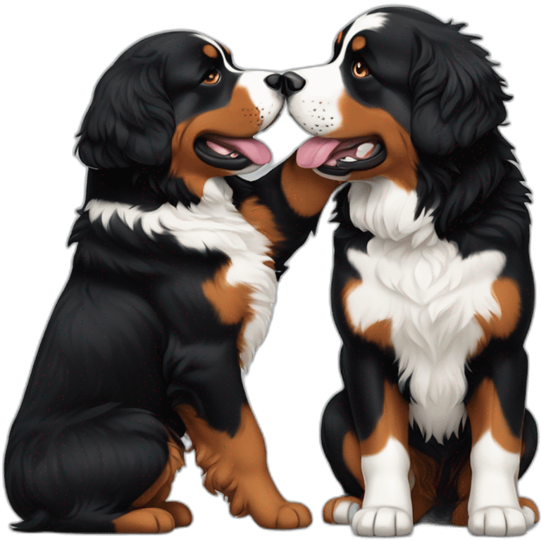 Bernese mountain dog fighting a bernadoodle emoji