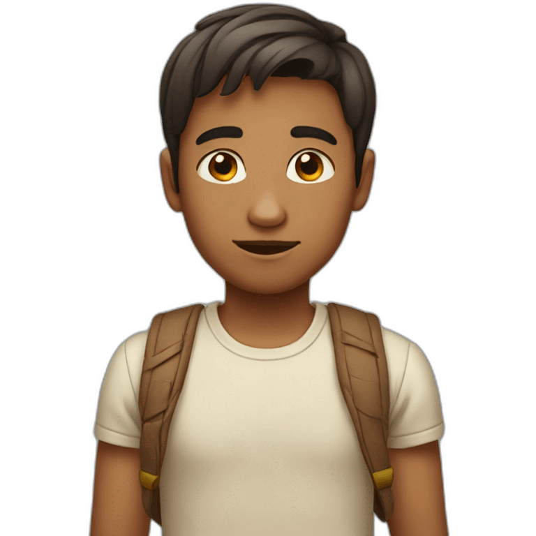 Boy with thin hair and Indian brown face  emoji