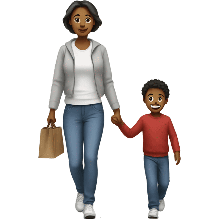 mom and son walk emoji