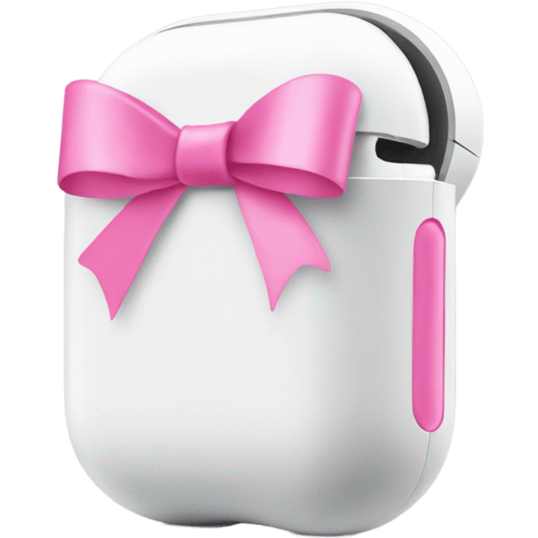 white airpod maxes with pink ribbon emoji