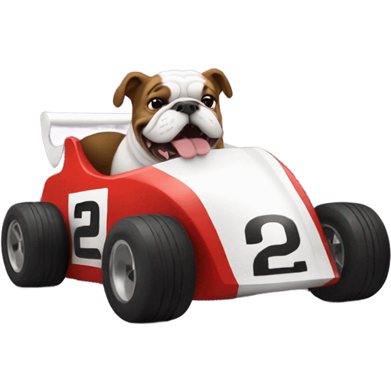 Bulldog in a race car emoji