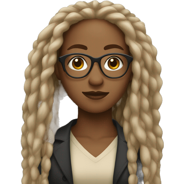 Black woman wearing tan glasses with dreadlocks emoji