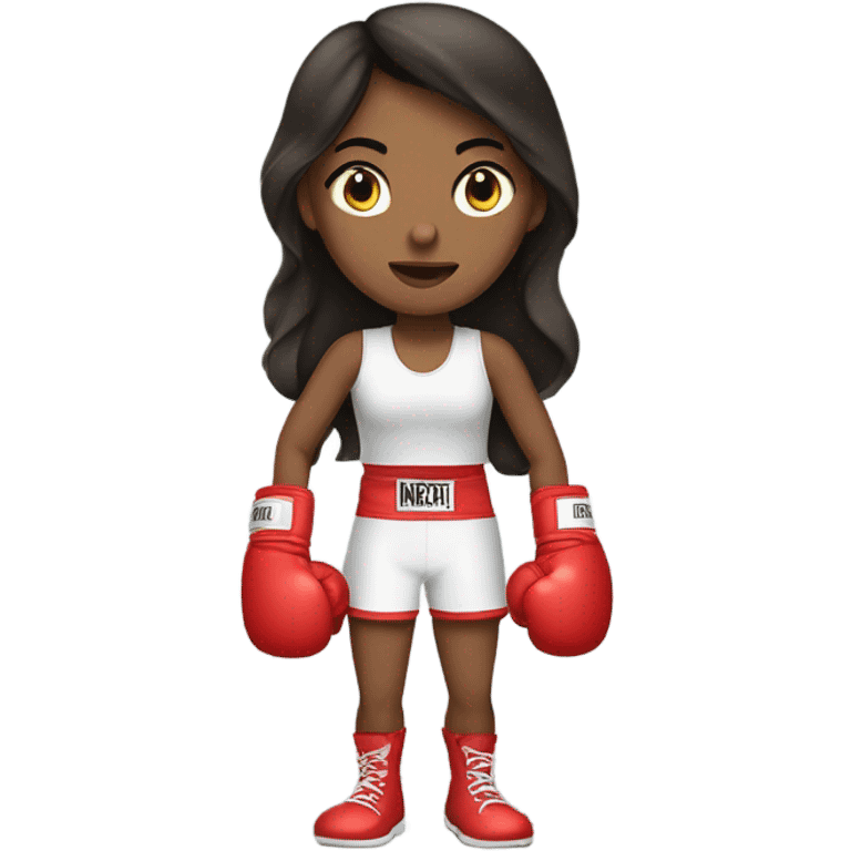 A brunette girl w hazel eye in boxing gloves emoji