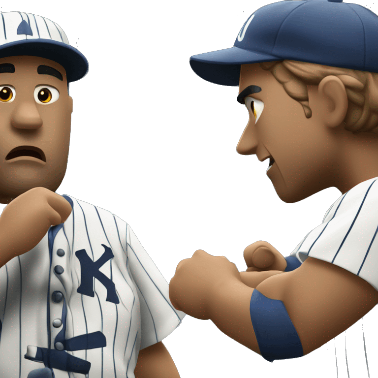 Baseball executive angrily negotiating with a Latino player in pinstripes emoji