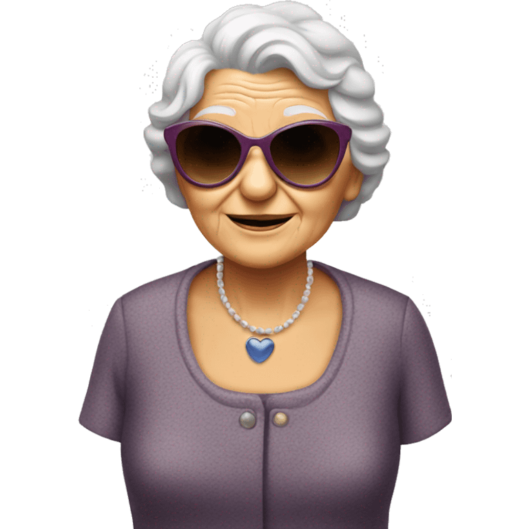 old lady with heart sunglasses emoji