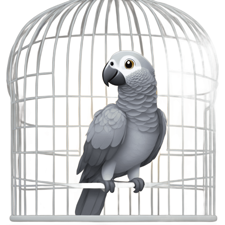 African grey bird in bird cage  emoji