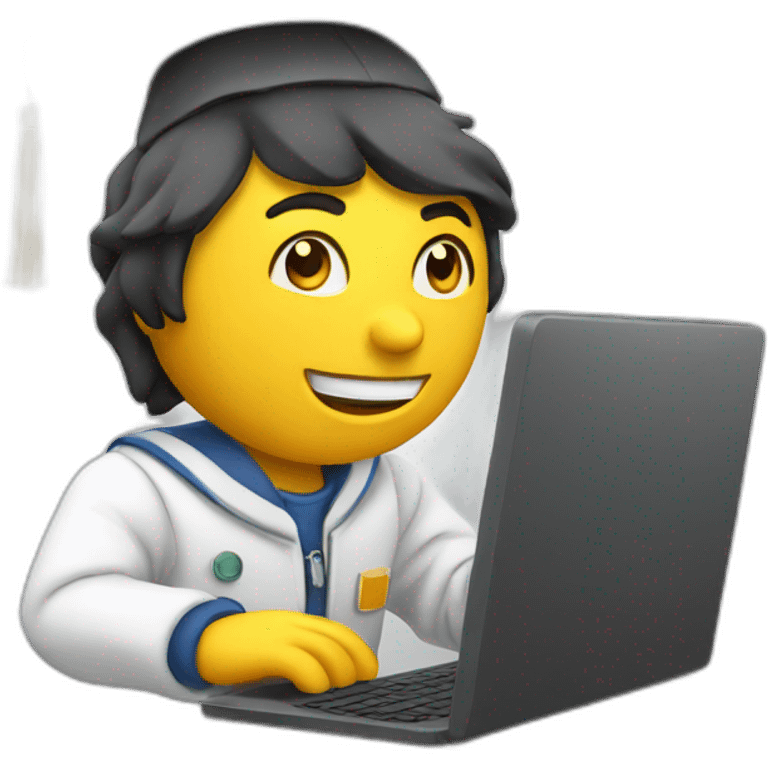 3d college working on pc emoji