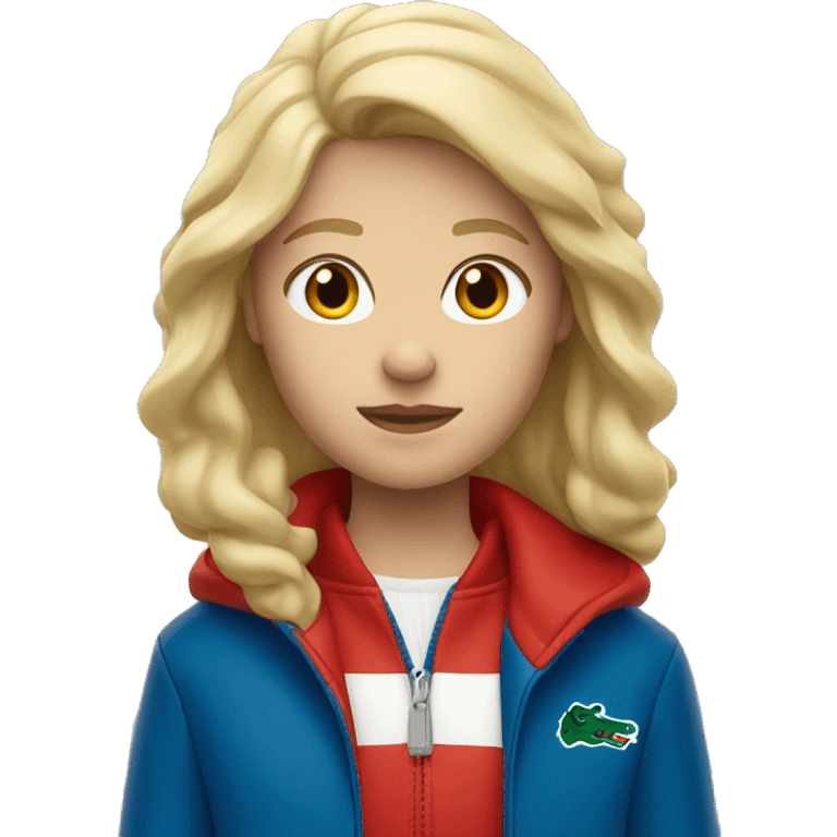 Blond girl with red lacoste jacket emoji