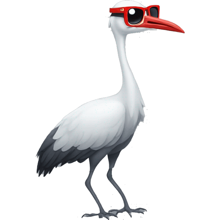 crane bird with red glasses emoji