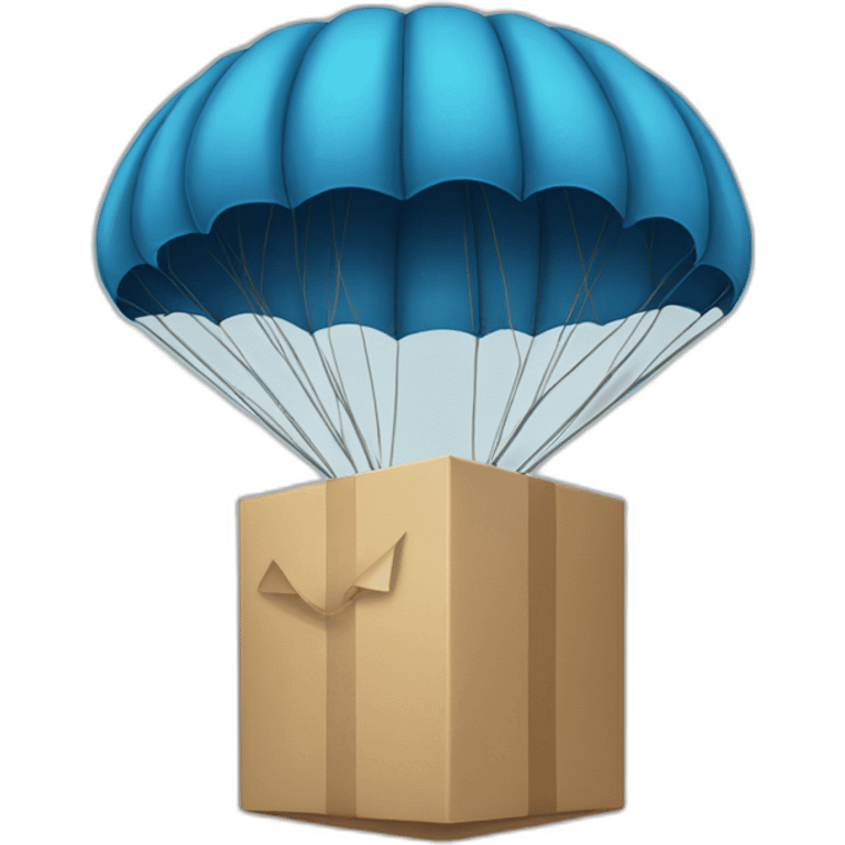 parachute with a box with the letters AMMC emoji