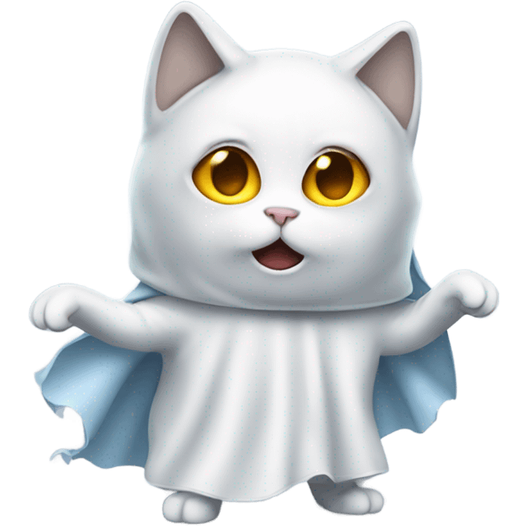 cat wearing a ghost costume emoji