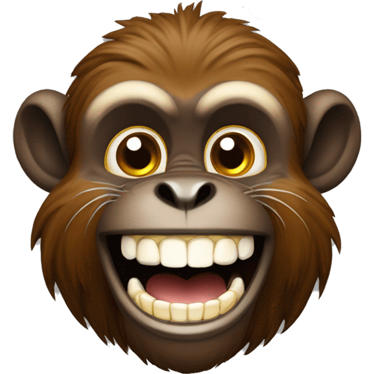 Macaco tipo mico marrom sorrindo com dentes a mostra emoji