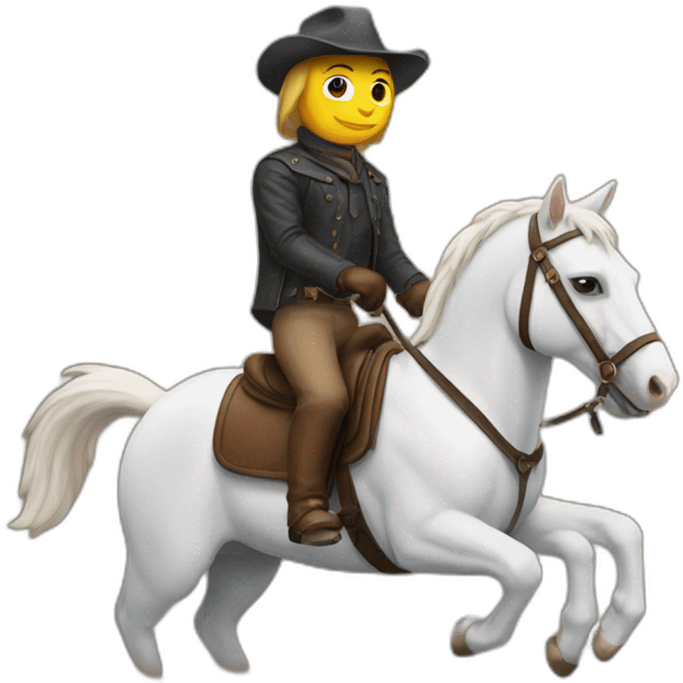 A cat rides ahorse emoji