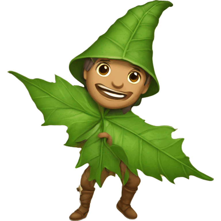 Duende arriba de una hoja emoji