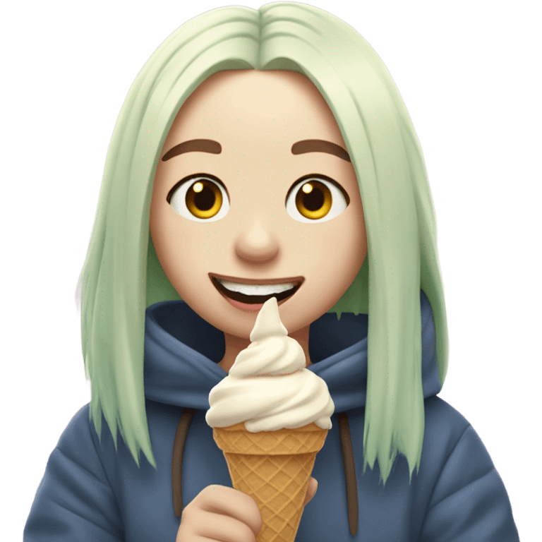 Billie eilish eating an ice cream emoji