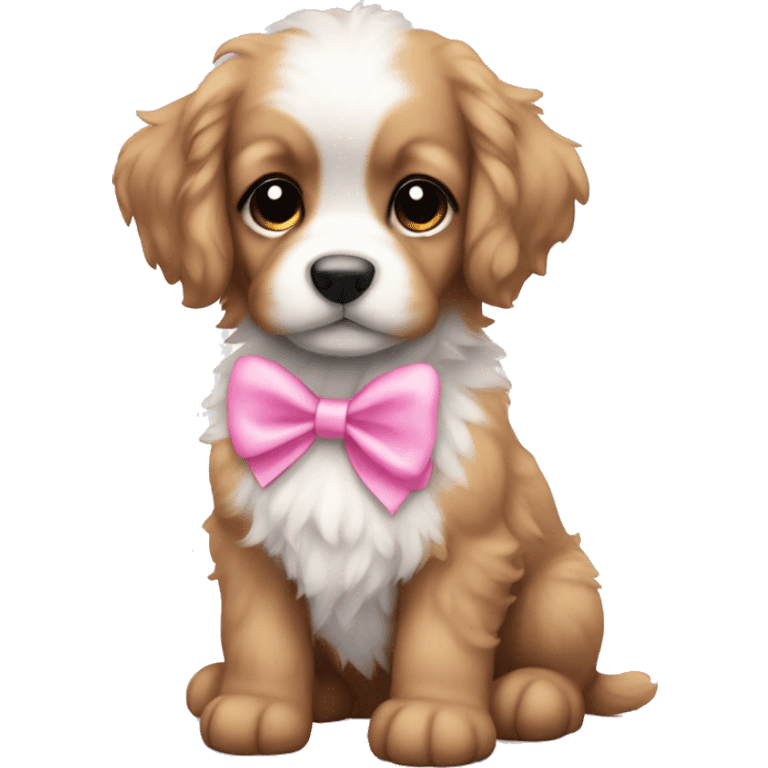 Cute puppy with pink bows white fluffy emoji