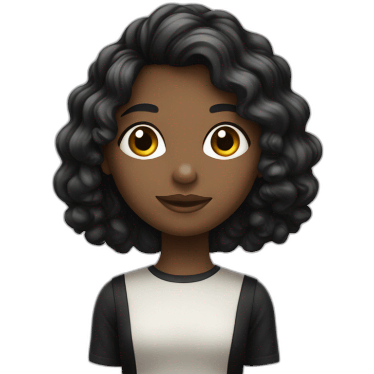 Menina com pele branca e cabelo preto ondulado   emoji