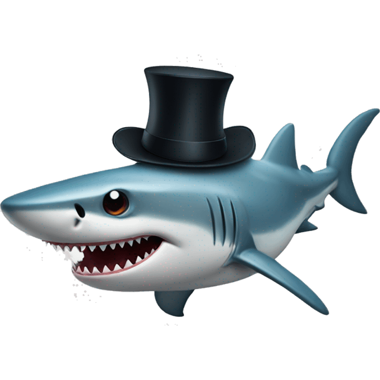 Shark with a top hat emoji