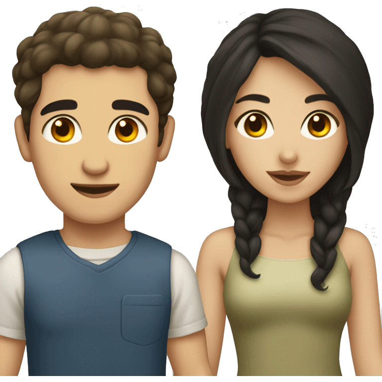 Dark hair olive skin woman and dark hair pale skin man emoji